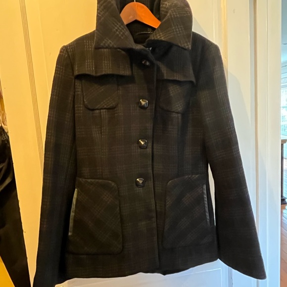 Mackage Wool Plaid Bell Sleeve Peacoat Jacket - Picture 5 of 6